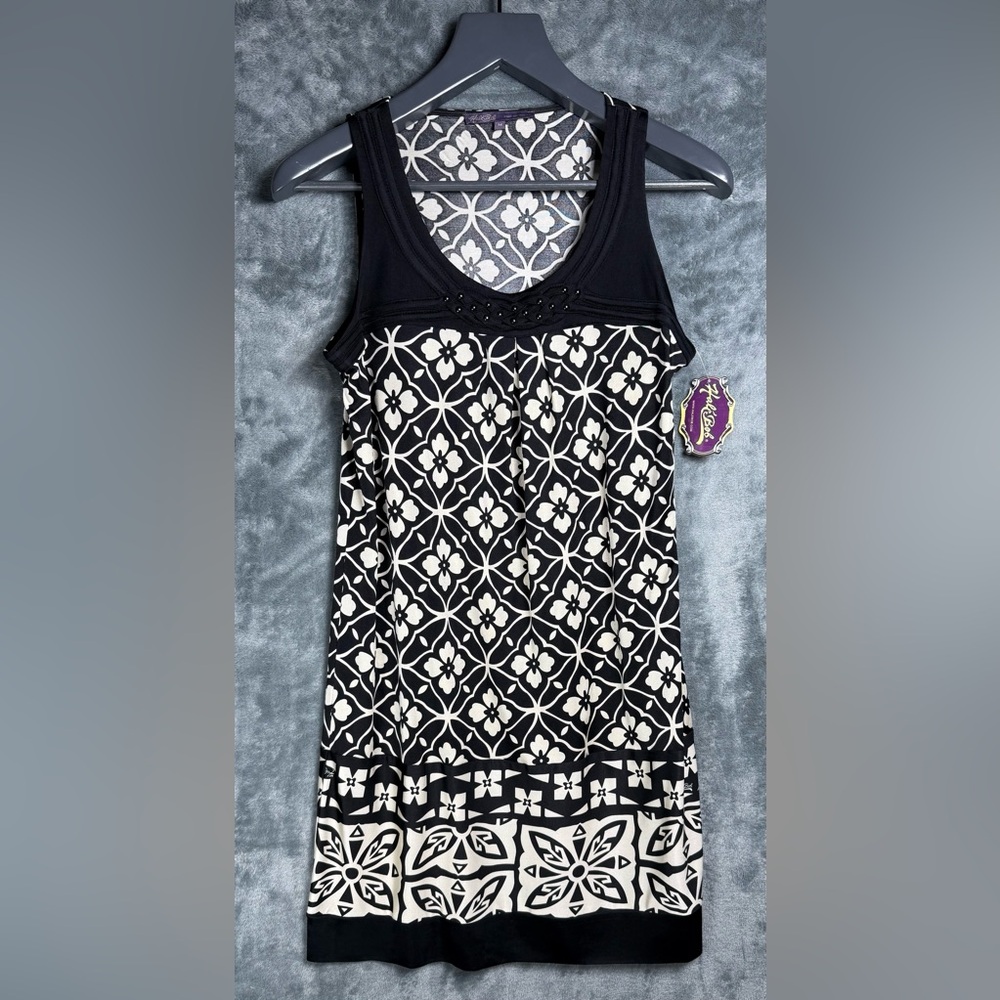 🆕Hale Bob Silk Sleeveless Dress in Black & Cream